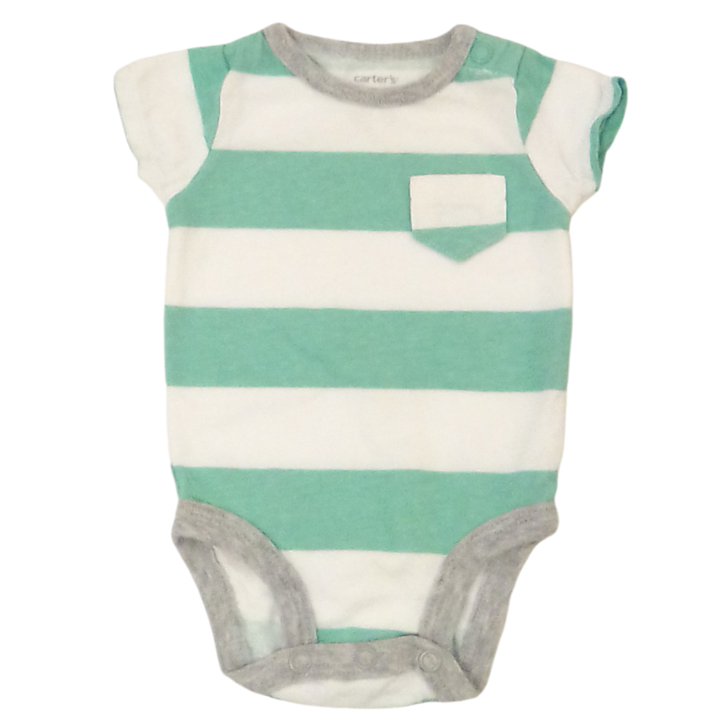 Onesie (White/Teal), Boys, Size: Nb