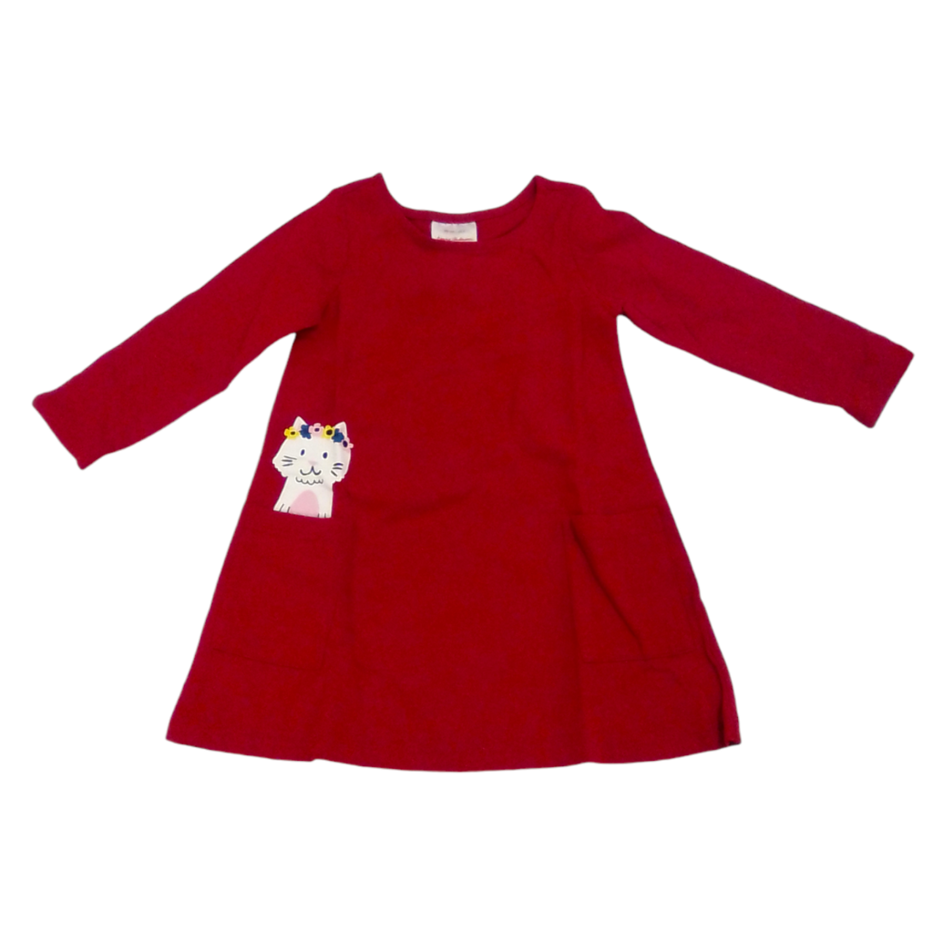 LS Dress: Cat/Red, Girl, Size: 3t