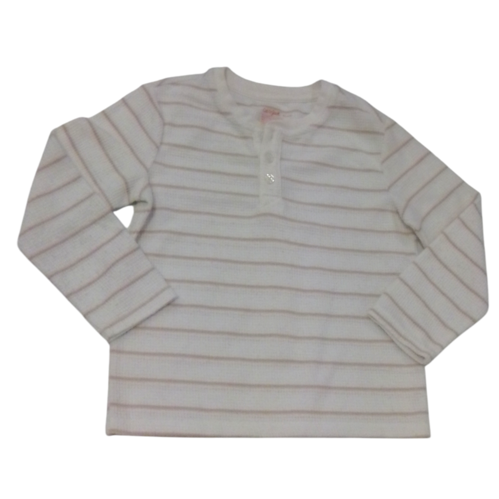 Long Sleeve Shirt: WH/Tan, Boy, Size: 4/5