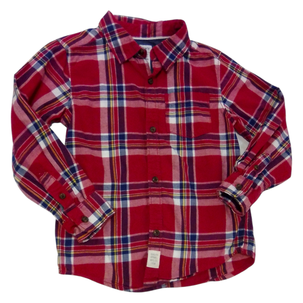 Long Sleeve Shirt: PlaidR, Boy, Size: 5