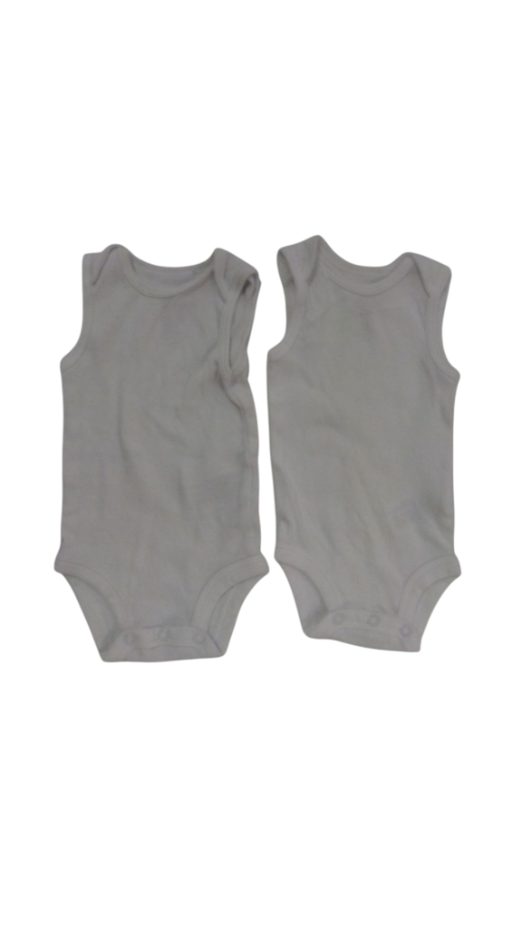 White Tank Onesies 2pc, Boy, Size: NB
