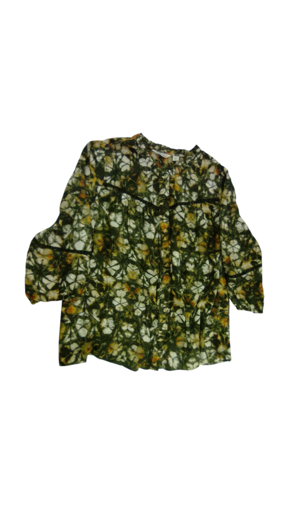 Green/Orange Button Up, Womens, Size: 2x