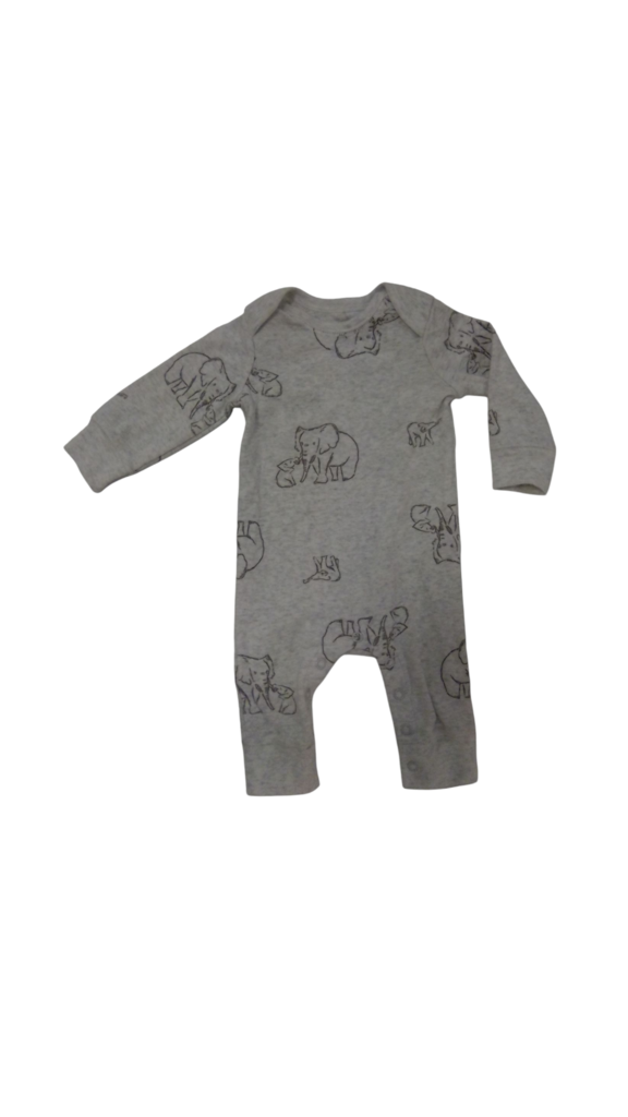 Romper: Gray Elephants, Boy, Size: 3m