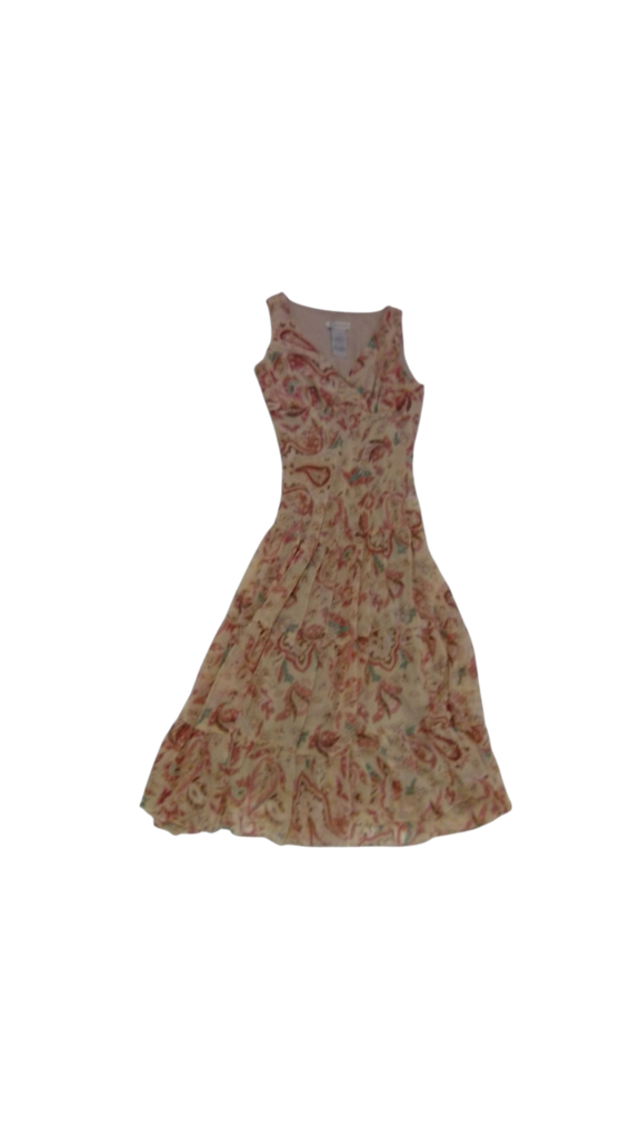 Dress: Beige Paisley, Womens, Size: 4