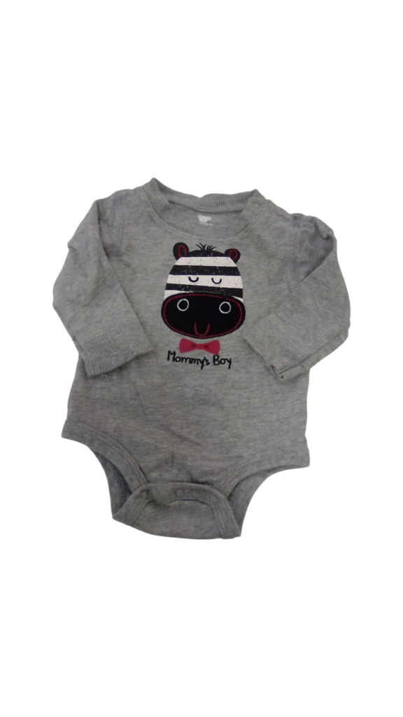 Long Sleeve Onesie:Zebra, Boy, Size: 0/3m