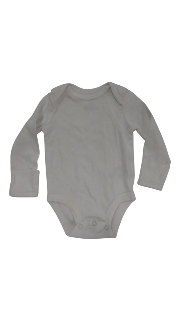 LS Onesie: White, Girl, Size: 3m