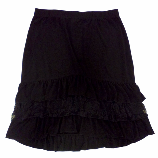 Black Tiered Midi Skirt, Womens, Size: XL