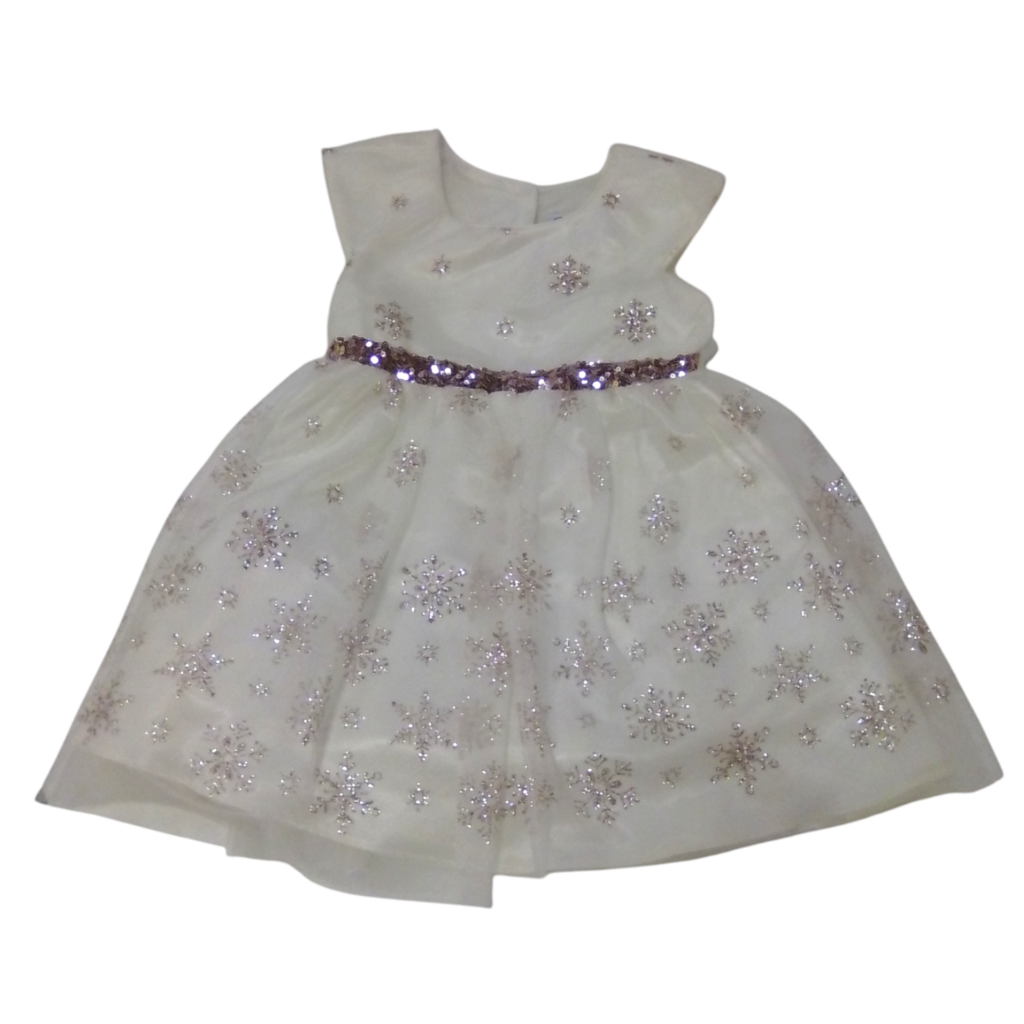 Dress: White/ Snowflakes, Girl, Size: 2t