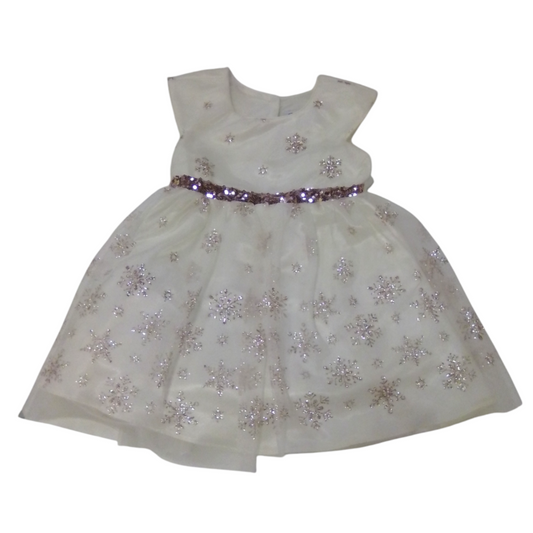 Dress: White/ Snowflakes, Girl, Size: 2t