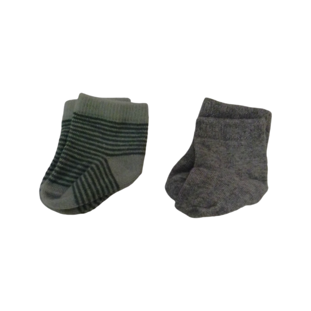 Socks: 2 Pairs:gray:green, Boy, Size: 0/3m