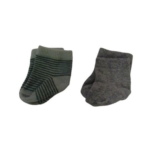 Socks: 2 Pairs:gray:green, Boy, Size: 0/3m