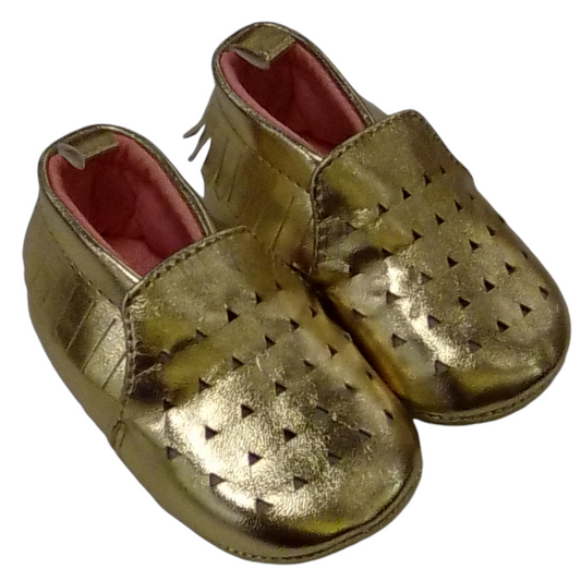 Shoes: Gold, Girl, Size: 0/3m