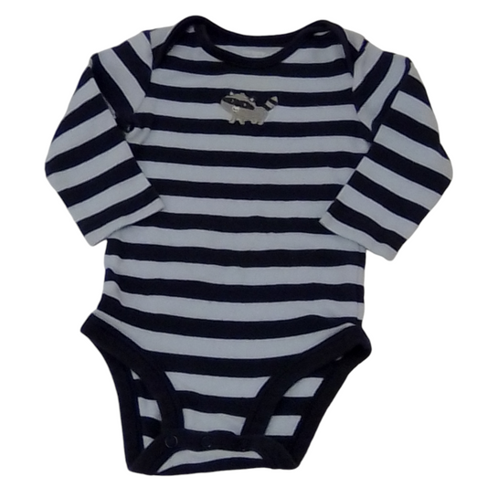 Long Sleeve Onesie: Strip, Boy, Size: 6m