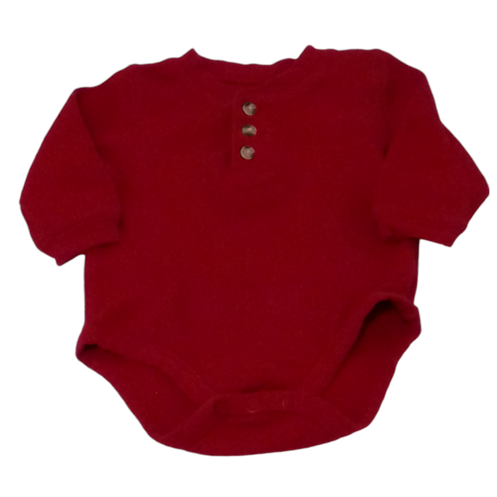 Long Sleeve Onesie: Red, Boy, Size: 6m