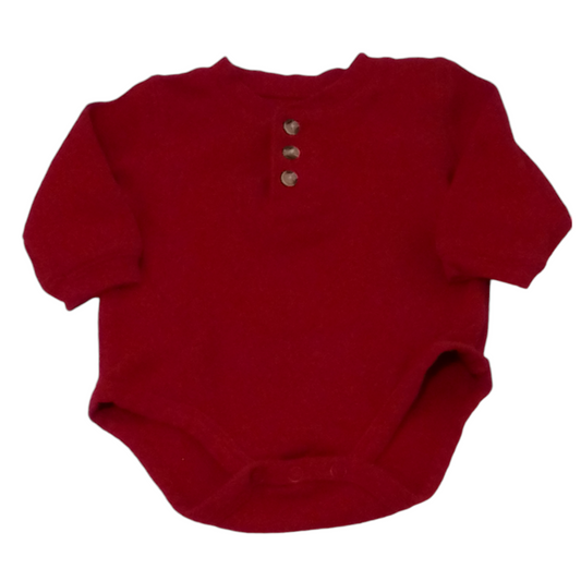 Long Sleeve Onesie: Red, Boy, Size: 6m