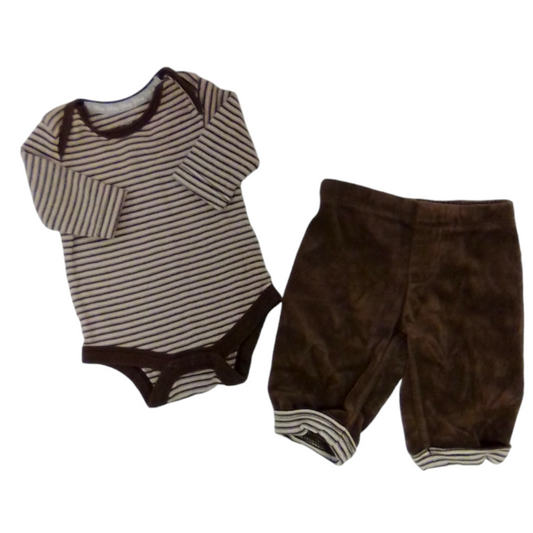 2pc Ls Onesie/Pants (Brown), Boy, Size: 0/3m