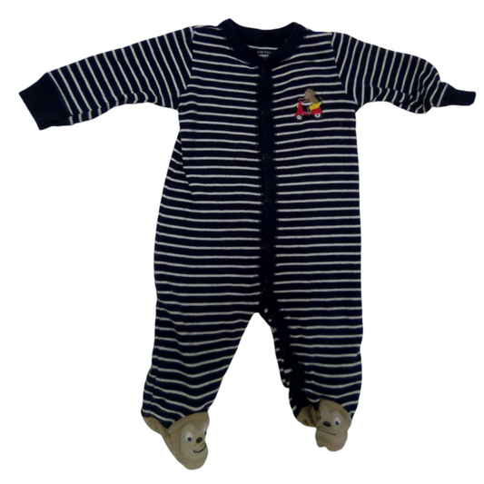 Sleeper: White Stripes, Boy, Size: 6m