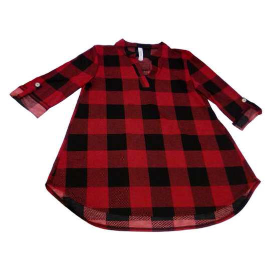 LS Shirt: Red Plaid, Womens, Size: S