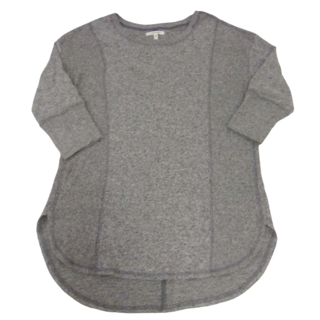 3/4 Sleeve Shirt:Grey, Womens, Size: S