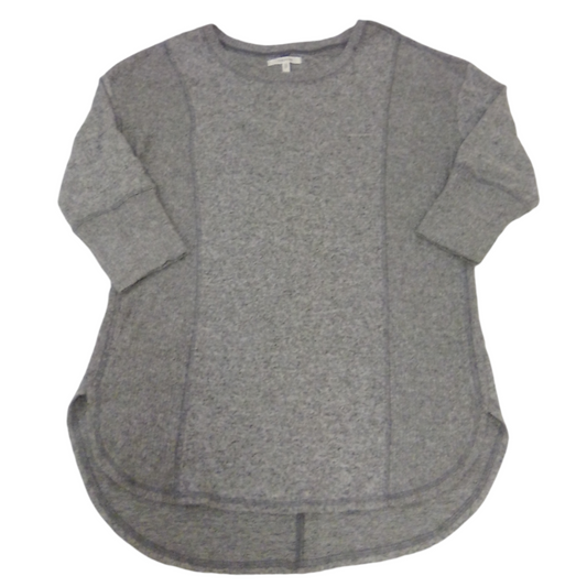 3/4 Sleeve Shirt:Grey, Womens, Size: S
