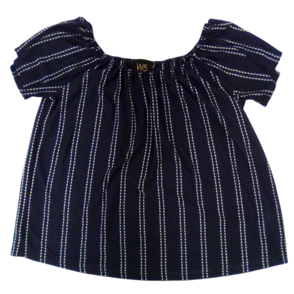 Shirt:blue/white Stripes, Womens, Size: S