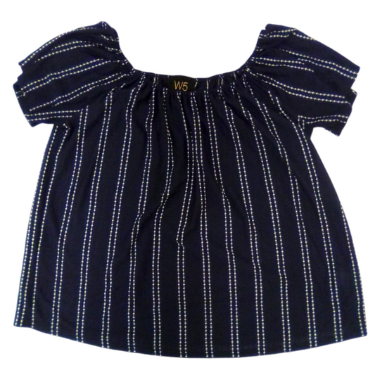 Shirt:blue/white Stripes, Womens, Size: S