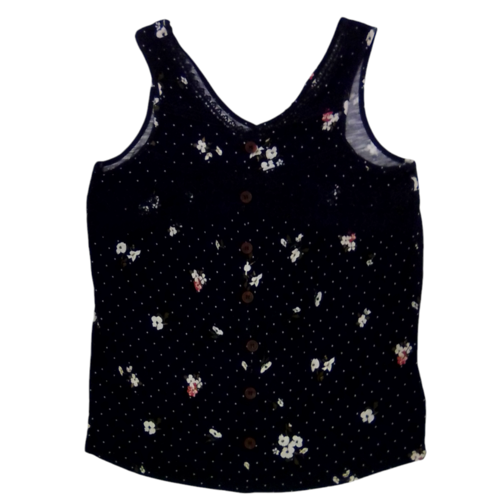 Tank:Blue/Dots/Flowers, Womens, Size: XS