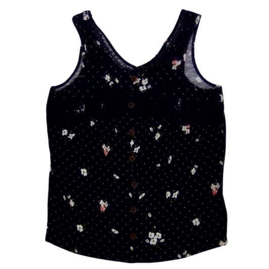 Tank:Blue/Dots/Flowers, Womens, Size: XS