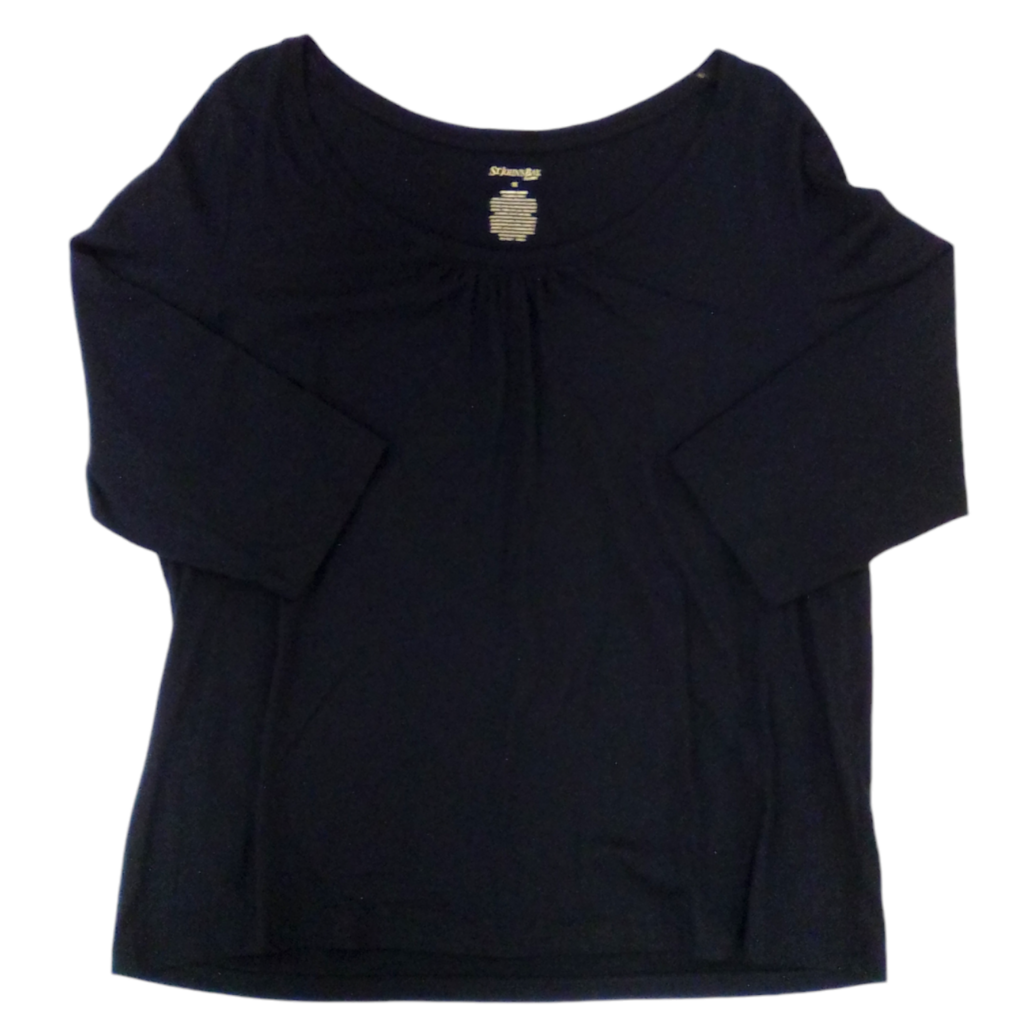 3/4 Sleeve Shirt:Blue, Womens, Size: XL