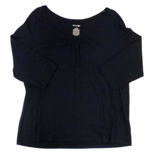 3/4 Sleeve Shirt:Blue, Womens, Size: XL