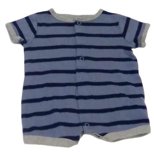 Romper: Blue/gray Stripes, Boy, Size: 0/3m