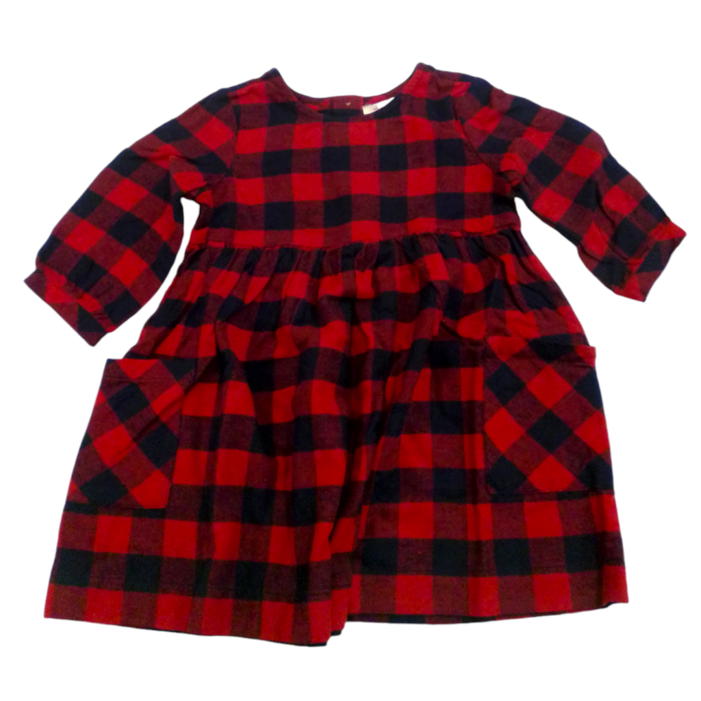 Dress: Red/Plaid, Girl, Size: 4t