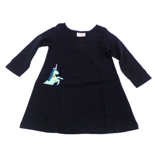 LS Dress:blue/horse, Girl, Size: 3t