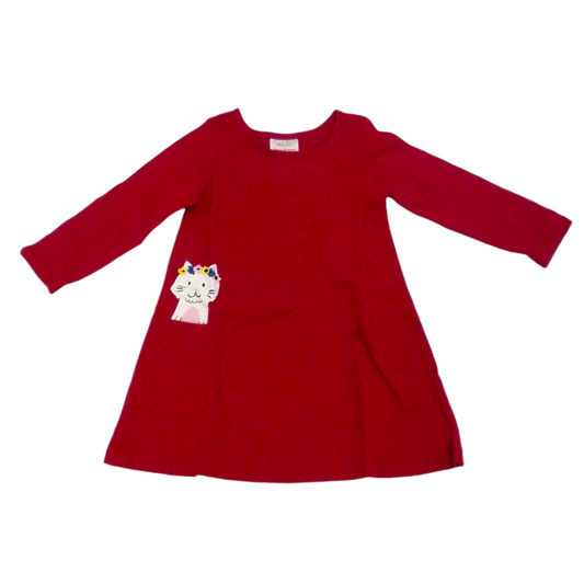 LS Dress: Cat/Red, Girl, Size: 3t
