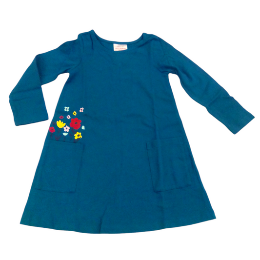 LS Dress:blue/flowers, Girl, Size: 4t