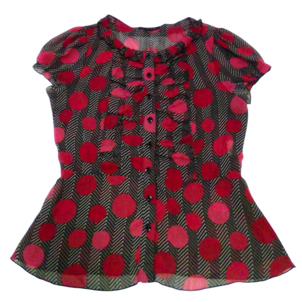 Shirt: Red/pink Circles, Womens, Size: M
