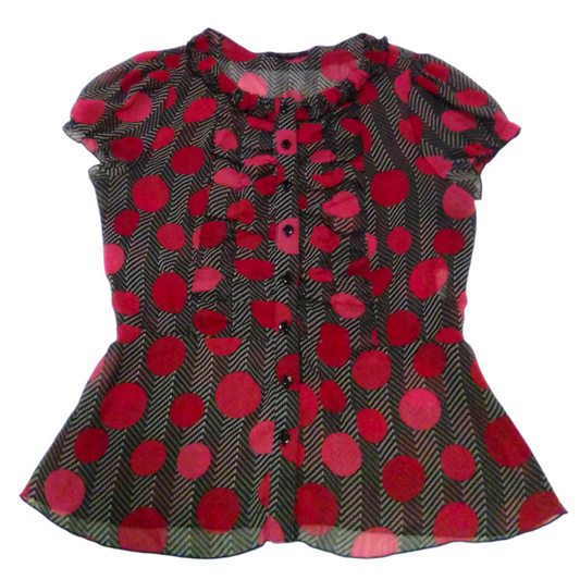 Shirt: Red/pink Circles, Womens, Size: M