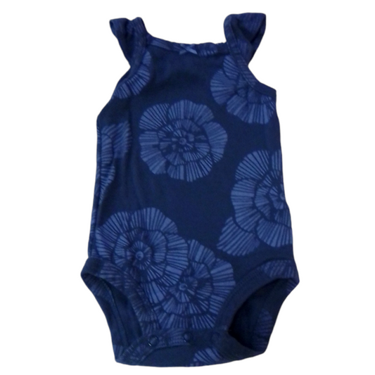 Tank Onesie: Blue/flowers, Girl, Size: 3m