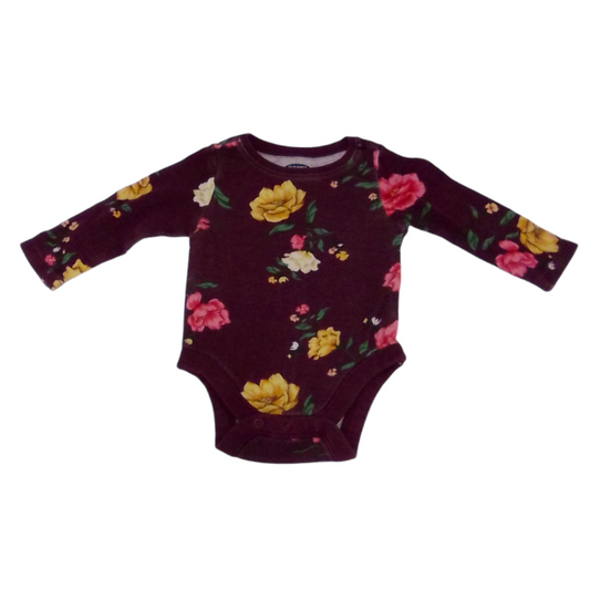 Long Sleeve Onesie:Flower, Girl, Size: 0/3m