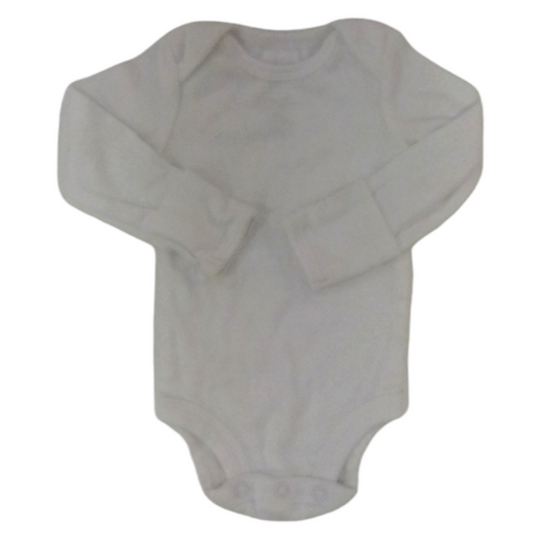 Long Sleeve Onesie (White), Boy, Size: Nb