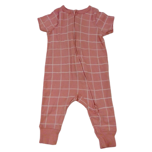 Sleeper: Coral/white Line, Girl, Size: 0/3m