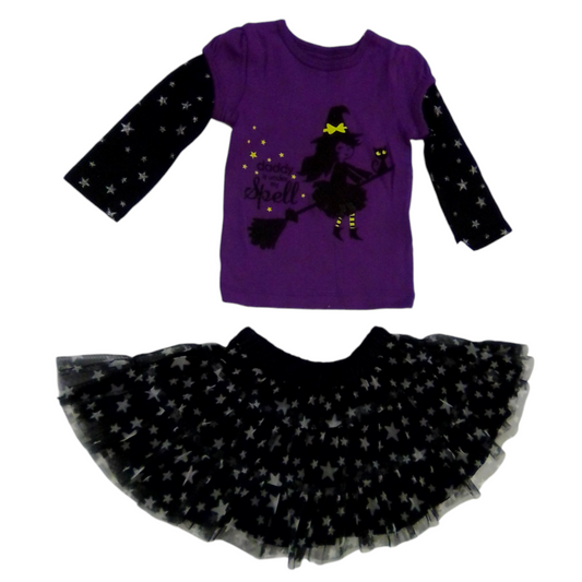 2pc Ls Shirt/Skirt: Black, Girl, Size: 18m