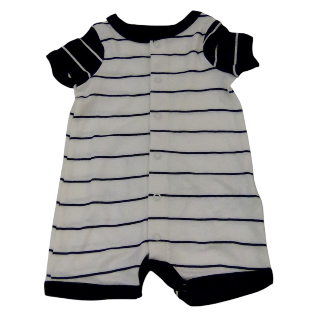 Romper: White/Black Strip, Boy, Size: 3m