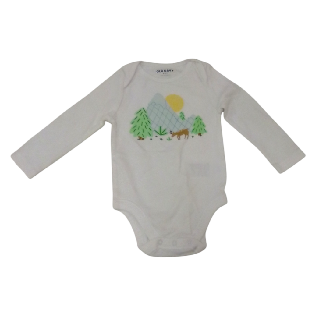 Long Sleeve Onesie: Deer, Boy, Size: 6/12m