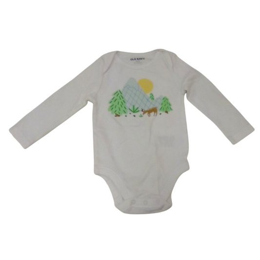 Long Sleeve Onesie: Deer, Boy, Size: 6/12m