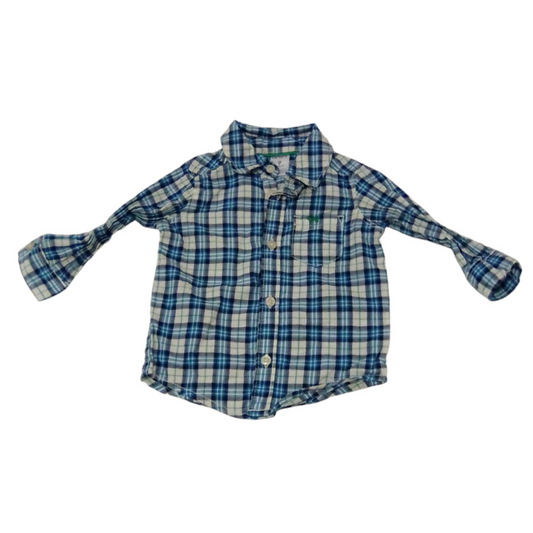Long Sleeve Shirt: Bl/Wh, Boy, Size: 9m