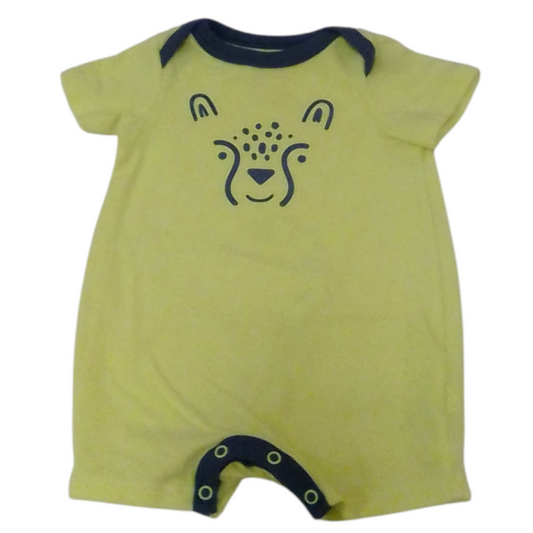 Romper: Yellow Cheetah, Boy, Size: 0/3m