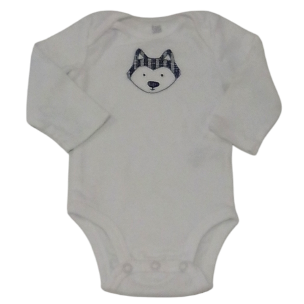 Long Sleeve Onesie: Wolf, Boy, Size: 3M