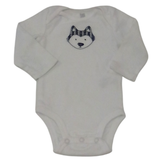 Long Sleeve Onesie: Wolf, Boy, Size: 3M
