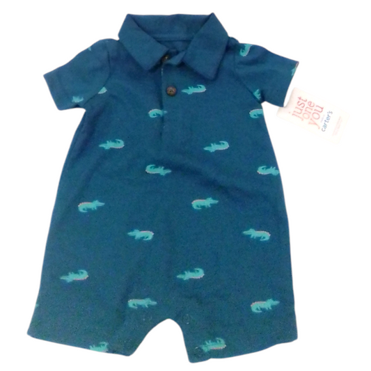 Romper: Teal/Alligators, Boy, Size: NB